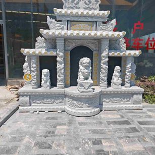 许昌芝麻白中国黑石材套墓 花岗岩墓碑