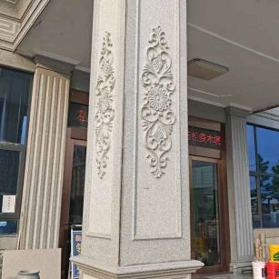 许昌芝麻白别墅雕刻柱子  黄金麻